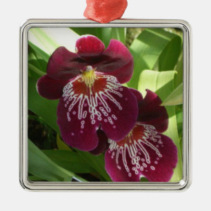 Ornamento De Metal Orquídeas Maroon II Floral Elegante