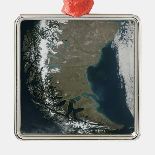 Ornamento De Metal Os Andes robustos, com capa de neve (Frente)