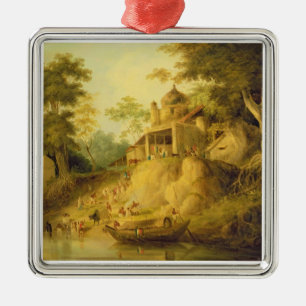 Ornamento De Metal Os bancos do Ganges, c.1820-30 (óleo em canvas)