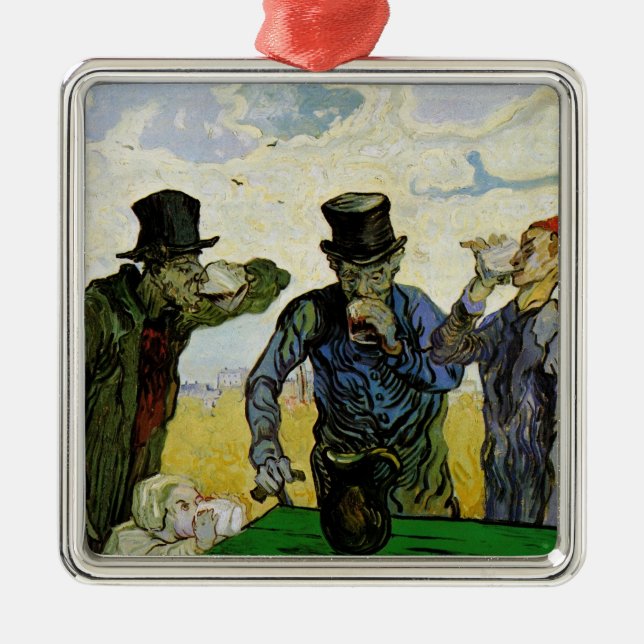 Ornamento De Metal Os Drinkers de Vincent van Gogh (Frente)