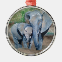 Ornamento De Metal Os elefantes serem de mãe e bebê