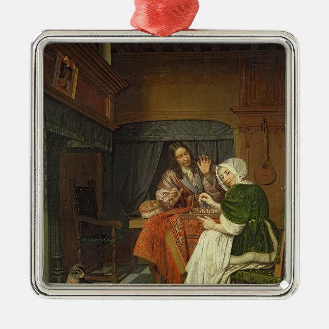 Ornamento De Metal Os jogadores de xadrez, c.1670 (Frente)