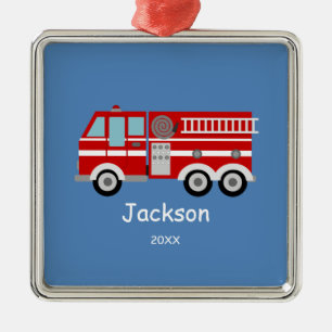 Ornamento De Metal Os miúdos personalizaram o Natal vermelho do carr