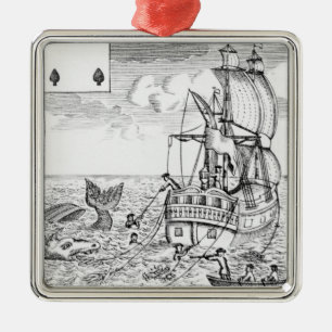 Ornamento De Metal Os peixes associam o cartão de jogo