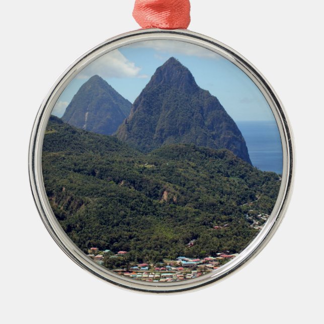 Ornamento De Metal Os Pitons e o Soufriere (Frente)