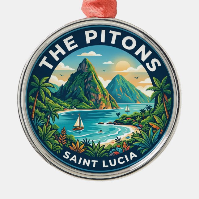 Ornamento De Metal Os Pitons São Lúcia (Frente)