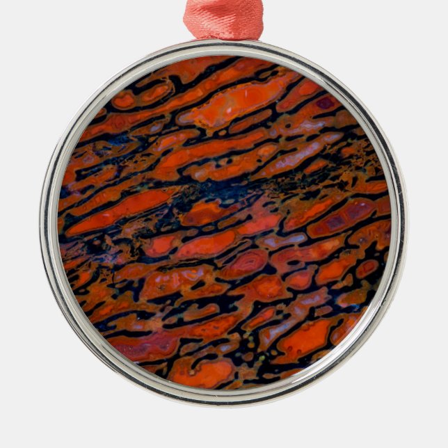 Ornamento De Metal Osso do dinossauro Vermelho Petrificado (Frente)