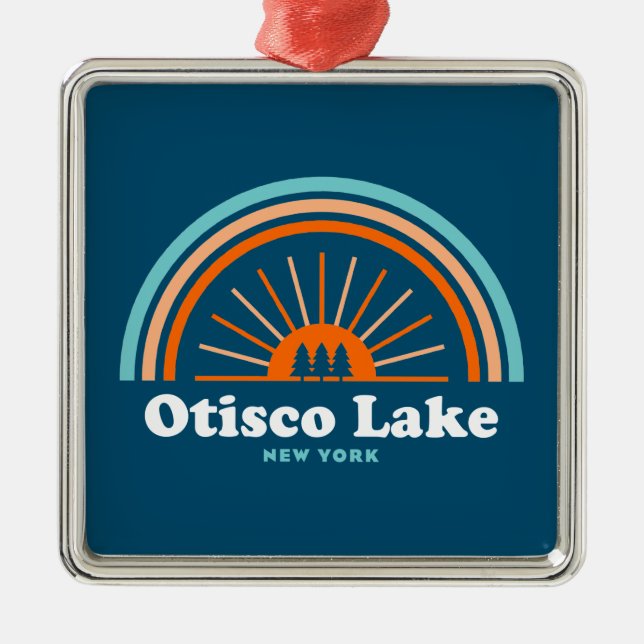 Ornamento De Metal Otisco Lake New York Rainbow (Frente)