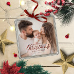 Ornamento De Metal Our First Christmas as Mom and Dad Baby Photo<br><div class="desc">Our First Christmas as Mom and Dad Baby Photo Ornament</div>