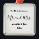 Ornamento De Metal our first christmas as mr and mrs photo wedding ce<br><div class="desc">designed for couples celebrating their first year</div>