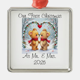 Ornamento De Metal Our First Christmas as Mr. & Mrs. – 2025