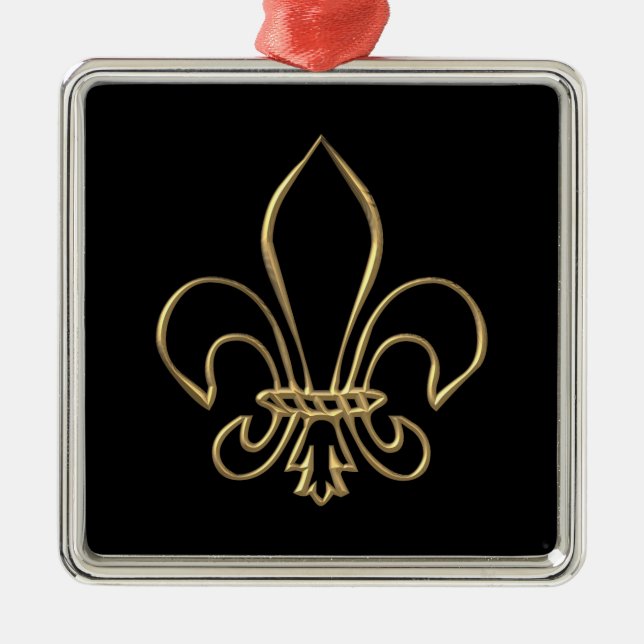 Ornamento De Metal Ouro "3-D" Fleur-de-lis (Frente)