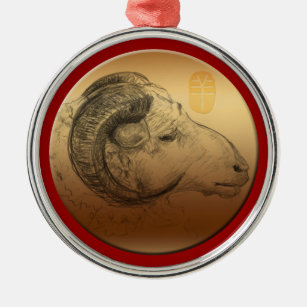 Ornamento De Metal Ouro Ano Ram Astrologia Chinesa Zodiac Metal O