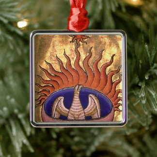 Ornamento De Metal Ouro da Ascensão de pássaros Phoenix das chamas