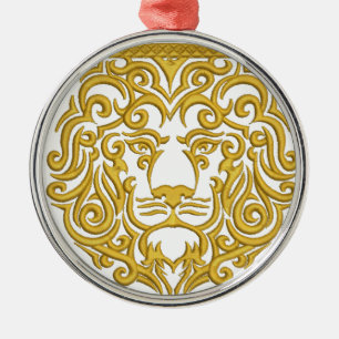 Ornamento De Metal ouro leão na coroa