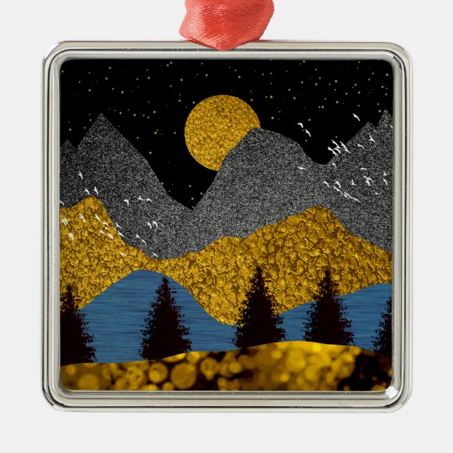 Ornamento De Metal Ouro Noite (Frente)