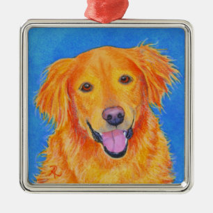 Ornamento De Metal Ouro Retriever Ornament - "Sydney"