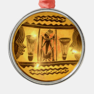 Ornamento De Metal Ouro Vermelho Impressão
