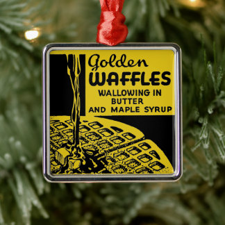Ornamento De Metal Ouro Waffles Breakfast