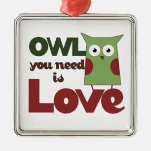 Ornamento De Metal Owl Love