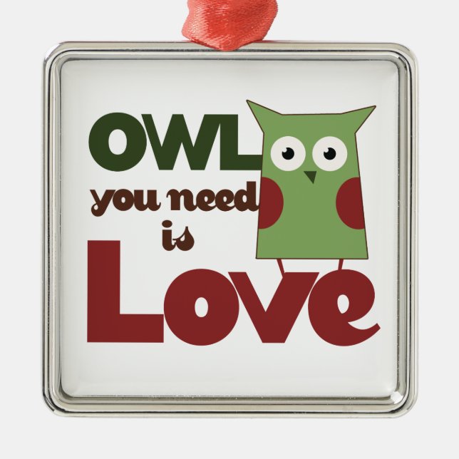 Ornamento De Metal Owl Love (Frente)