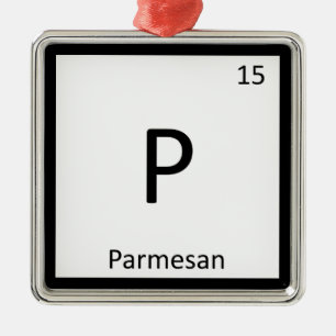 Ornamento De Metal P - Mesa periódica da química do queijo parmesã