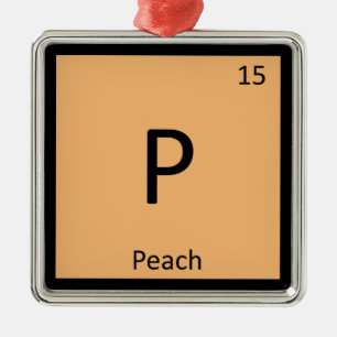 Ornamento De Metal P - Química da Fruta Pêssego Símbolo da Tabela Per