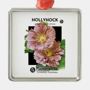 Ornamento De Metal Pacote da semente do vintage do Hollyhock