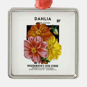 Ornamento De Metal Pacote de Semente Dahlia Vintage