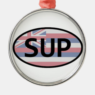 Ornamento De Metal Paddling com bandeira havaiana