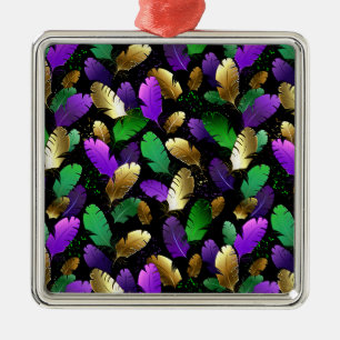 Ornamento De Metal Padrão contínuo com penas de Mardi Gras