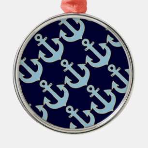 Ornamento De Metal padrão de âncora náutica do navio azul