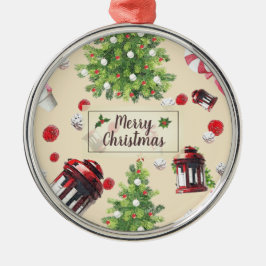 Ornamento De Metal Padrão de Arte de natais vintages