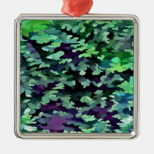 Ornamento De Metal Padrão de Camuflagem Verde Jade e Roxo