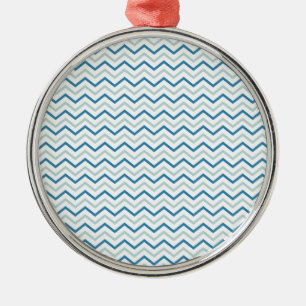 Ornamento De Metal Padrão de Chevron Azul Aqua