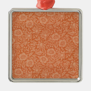 Ornamento De Metal Padrão de Malva de William Morris: Floral Terracot