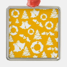 Ornamento De Metal Padrão de Natal Amarelo