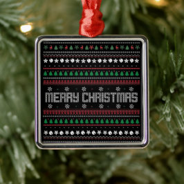 Ornamento De Metal Padrão de Natal Feliz e Feliz