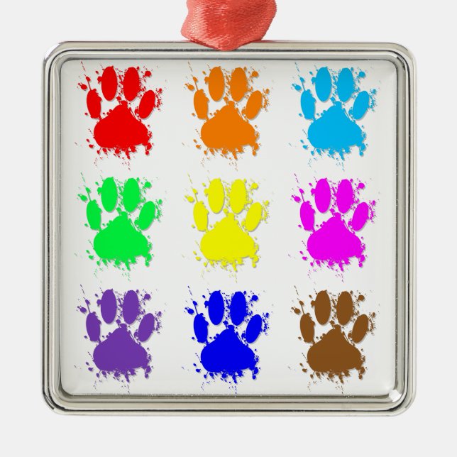 Ornamento De Metal Padrão de Pata do Cachorro de Tinta (Frente)