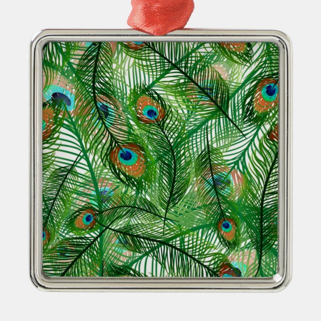 Ornamento De Metal padrão de penas de pântano (Frente)