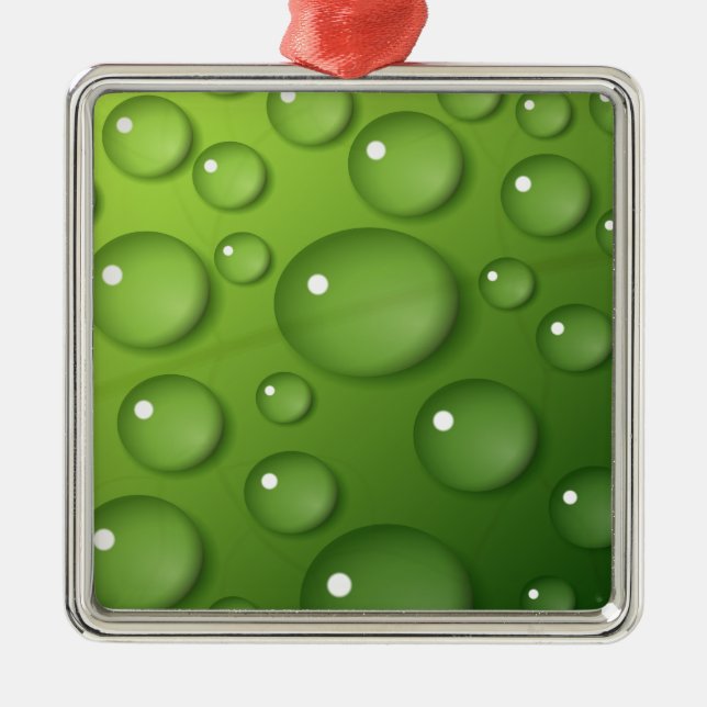 Ornamento De Metal Padrão de Raindrop Verde (Frente)