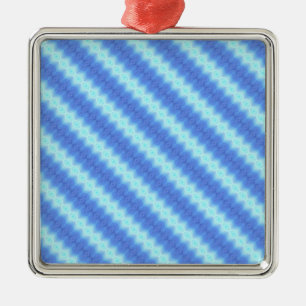Ornamento De Metal Padrão de Textura de Stripe do Knit Azul Aqua