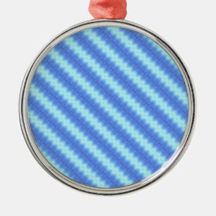 Ornamento De Metal Padrão de Textura de Stripe do Knit Azul Aqua