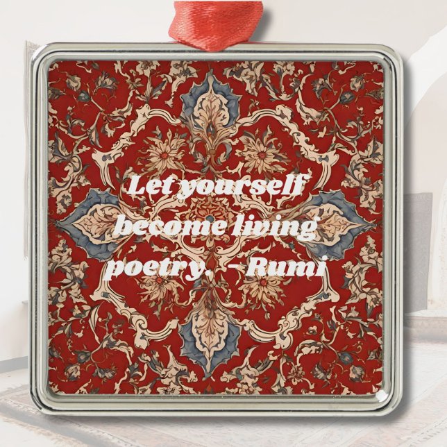 Ornamento De Metal Padrão Elegante de Azulejo Personalizado Ofertas I (Custom Elegant Tile Pattern Iranian Gifts for Her)