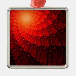 Ornamento De Metal Padrão Fractal Vermelho