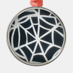 Ornamento De Metal Padrão Geométrico de Aranha Branca e Preta