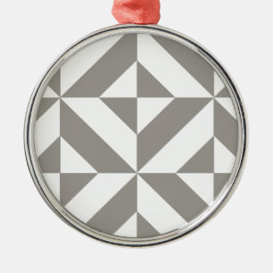 Ornamento De Metal Padrão Geométrico Deco Cube da Cinza de Prata