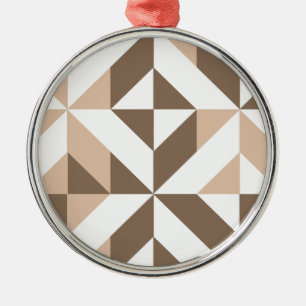 Ornamento De Metal Padrão Geométrico do Cubo Castanho Beige