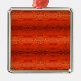 Ornamento De Metal Padrão Laranja Aztec