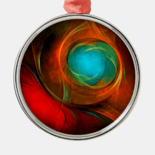 Ornamento De Metal Padrão Legal de Abstrato de Arte Fina Azul Moderna